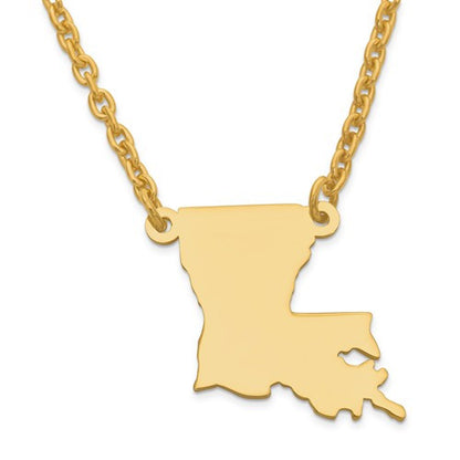14k gold or sterling silver louisiana la state name necklace personalized monogram