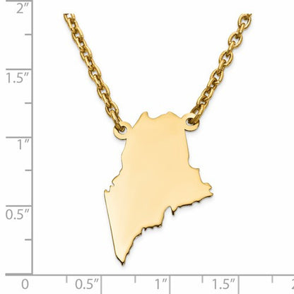 14k gold or sterling silver maine me state name necklace personalized monogram