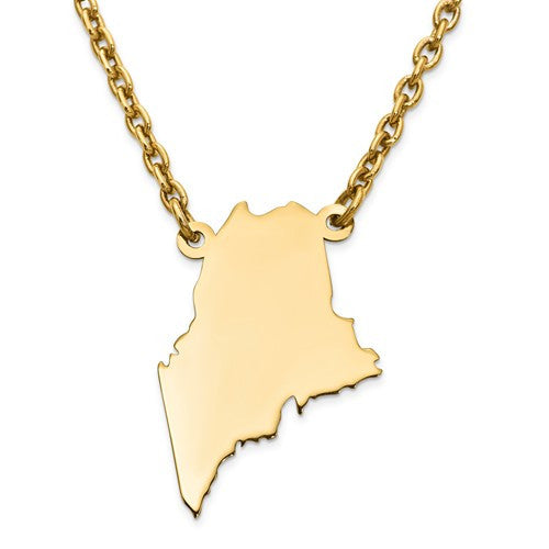 14k gold or sterling silver maine me state name necklace personalized monogram