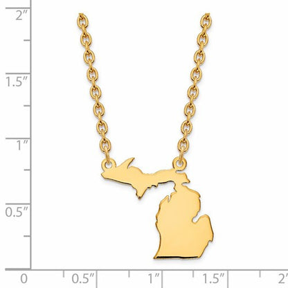 14k gold or sterling silver michigan mi state name necklace personalized monogram