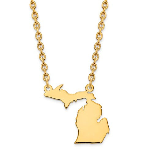 14k gold or sterling silver michigan mi state name necklace personalized monogram