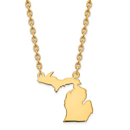 14k gold or sterling silver michigan mi state name necklace personalized monogram