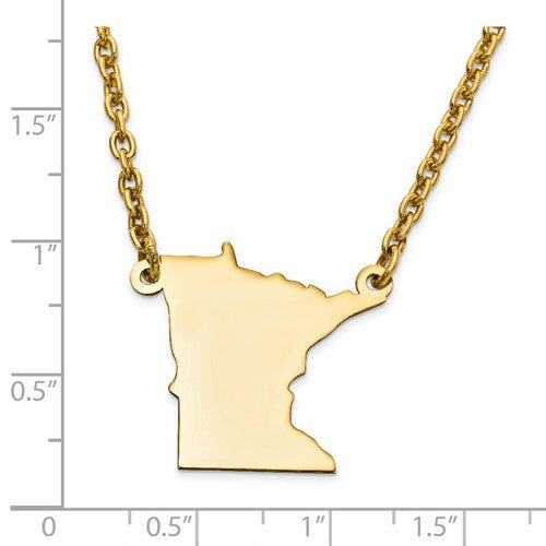 14k gold or sterling silver minnesota mn state name necklace personalized monogram