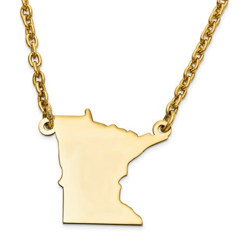 14k gold or sterling silver minnesota mn state name necklace personalized monogram