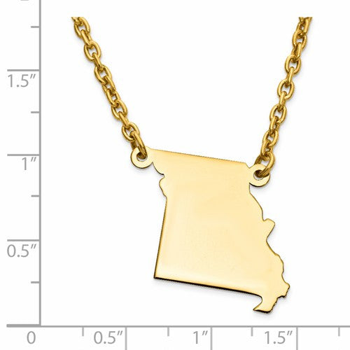 14k gold or sterling silver missouri mo state name necklace personalized monogram