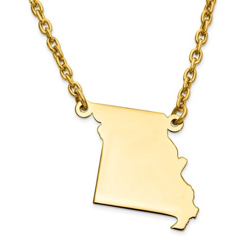 14k gold or sterling silver missouri mo state name necklace personalized monogram