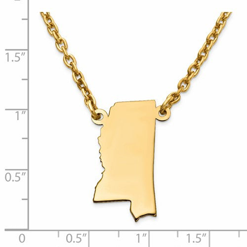 14k gold or sterling silver mississippi ms state name necklace personalized monogram