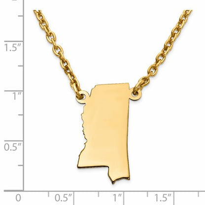 14k gold or sterling silver mississippi ms state name necklace personalized monogram