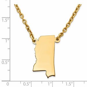 14K Gold or Sterling Silver Mississippi MS State Name Necklace Personalized Monogram - BringJoyCollection