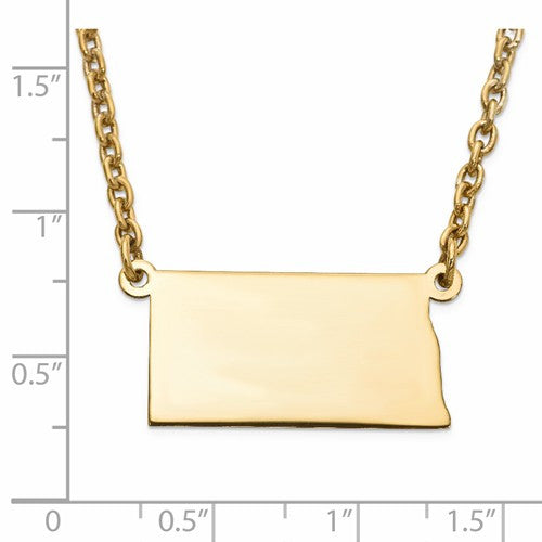 14k gold or sterling silver north dakota nd state name necklace personalized monogram