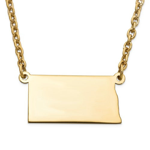 14k gold or sterling silver north dakota nd state name necklace personalized monogram