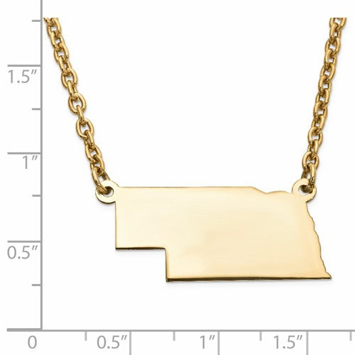 14k gold or sterling silver nebraska ne state name necklace personalized monogram