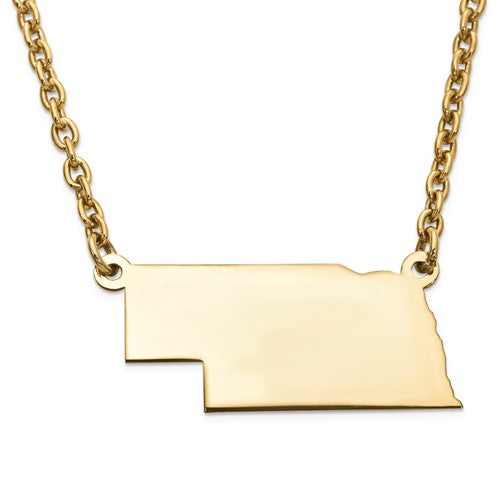 14k gold or sterling silver nebraska ne state name necklace personalized monogram