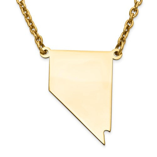14k gold or sterling silver nevada nv state name necklace personalized monogram