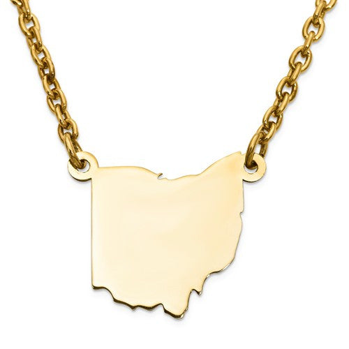 14k gold or sterling silver ohio oh state name necklace personalized monogram