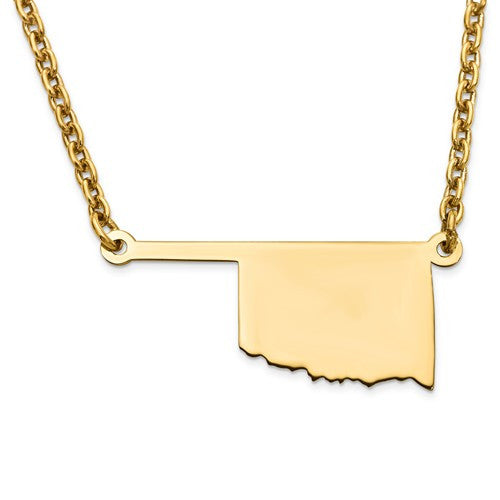 14k gold or sterling silver oklahoma ok state name necklace personalized monogram