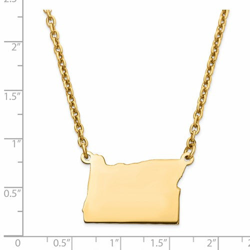 14k gold or sterling silver oregon or state name necklace personalized monogram