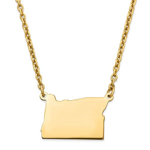 14k gold or sterling silver oregon or state name necklace personalized monogram