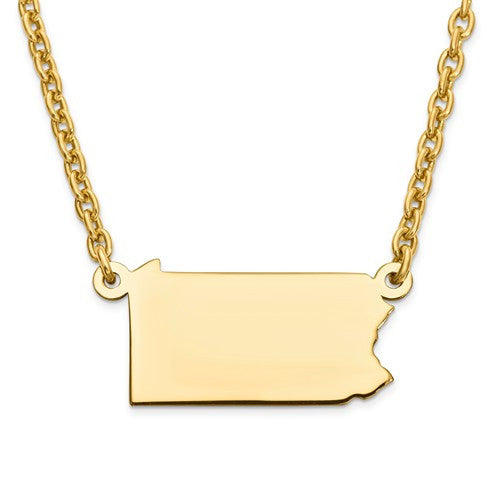 14k gold or sterling silver pennsylvania pa state name necklace personalized monogram