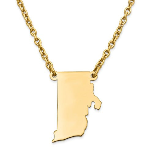 14k gold or sterling silver rhode island ri state name necklace personalized monogram
