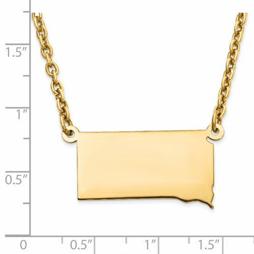 14k gold or sterling silver south dakota sd state name necklace personalized monogram