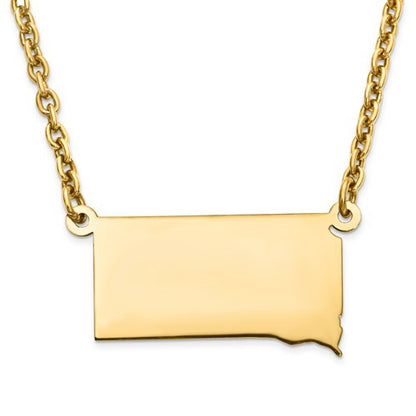 14k gold or sterling silver south dakota sd state name necklace personalized monogram