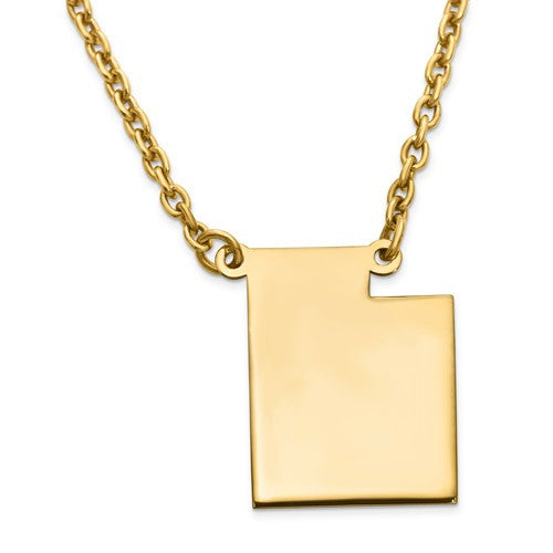 14k gold or sterling silver utah ut state name necklace personalized monogram