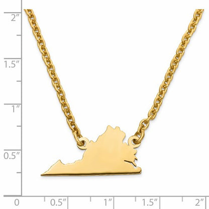 14k gold or sterling silver virginia va state name necklace personalized monogram