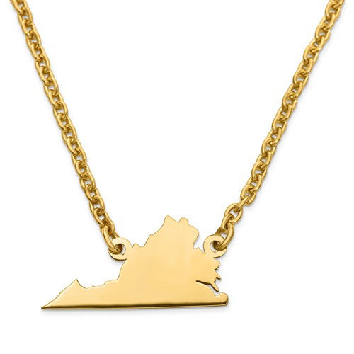 14k gold or sterling silver virginia va state name necklace personalized monogram