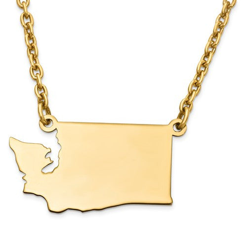 14k gold or sterling silver washington wa state name necklace personalized monogram