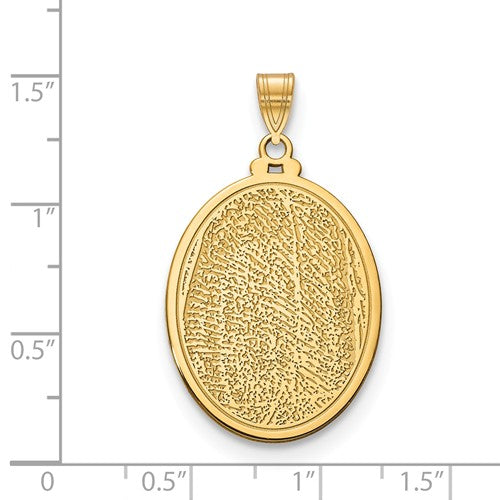 14k 10k gold sterling silver fingerprint personalized 21mm large oval pendant charm