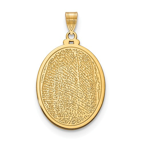 14k 10k gold sterling silver fingerprint personalized 21mm large oval pendant charm
