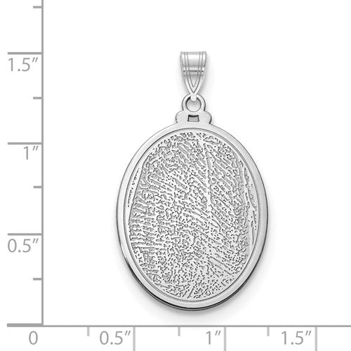 14k 10k Gold Sterling Silver Fingerprint Personalized 21mm Large Oval Pendant Charm
