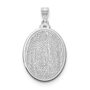 14k 10k Gold Sterling Silver Fingerprint Personalized 21mm Large Oval Pendant Charm