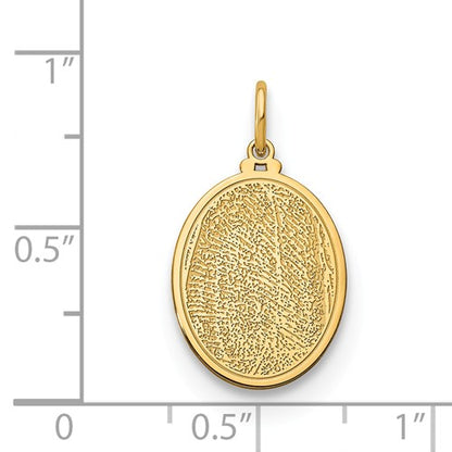 14k 10k gold sterling silver fingerprint personalized 13mm oval pendant charm