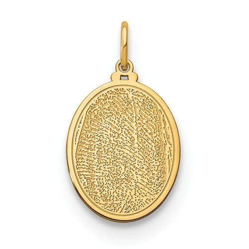 14k 10k gold sterling silver fingerprint personalized 13mm oval pendant charm
