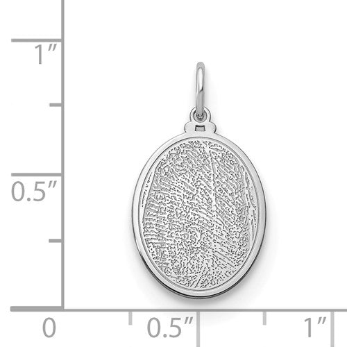 14k 10k Gold Sterling Silver Fingerprint Personalized 13mm Oval Pendant Charm
