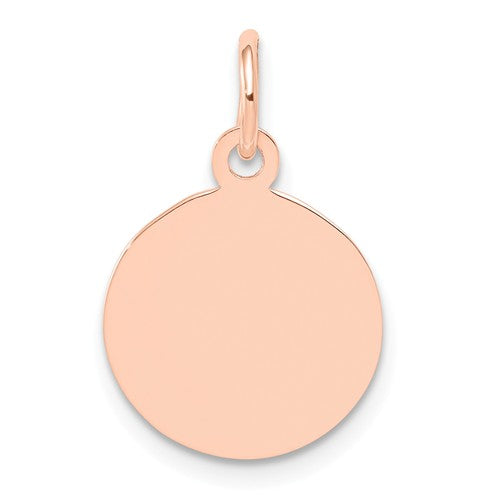 14k Rose Gold 12mm Round Circle Disc Pendant Charm Personalized Monogram Engraved