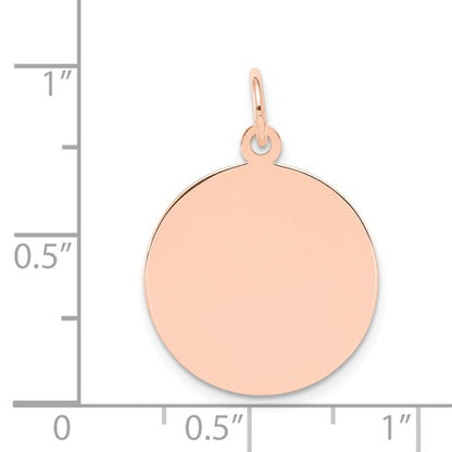 14k rose gold 17mm round circle disc pendant charm personalized monogram engraved