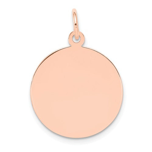14k Rose Gold 17mm Round Circle Disc Pendant Charm Personalized Monogram Engraved