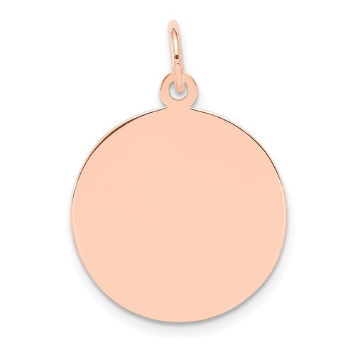 14k rose gold 17mm round circle disc pendant charm personalized monogram engraved