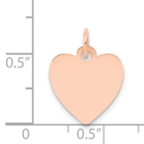 14k rose gold 13mm heart disc pendant charm personalized monogram engraved