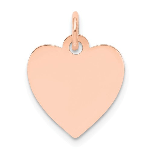14k rose gold 13mm heart disc pendant charm personalized monogram engraved