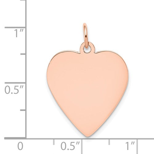 14k rose gold 18mm heart disc pendant charm personalized monogram engraved