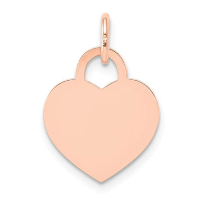 14k rose gold 15mm heart disc pendant charm personalized monogram engraved