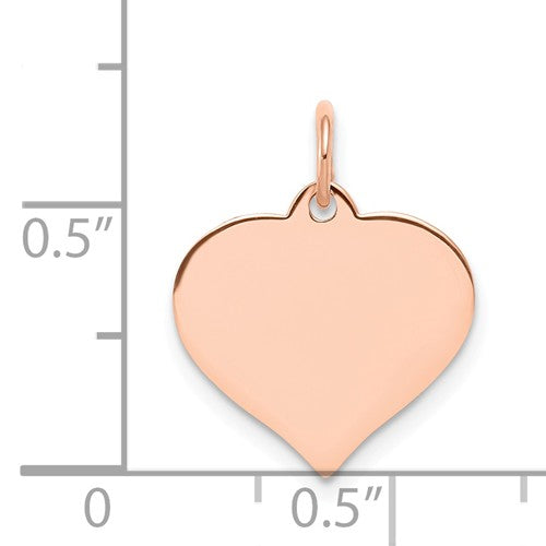 14k rose gold 14mm heart disc pendant charm personalized monogram engraved