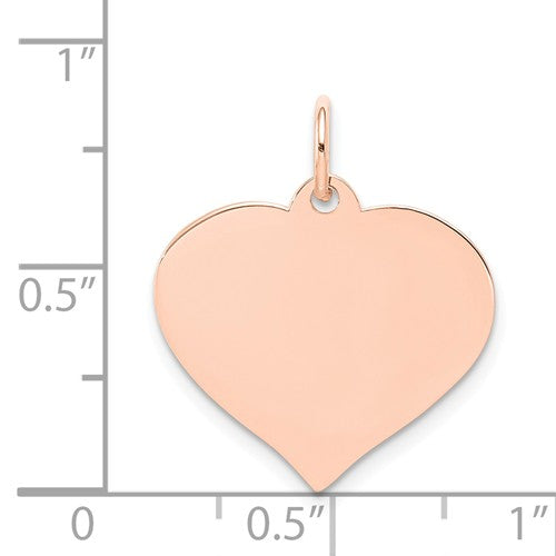 14k rose gold 19mm heart disc pendant charm personalized monogram engraved