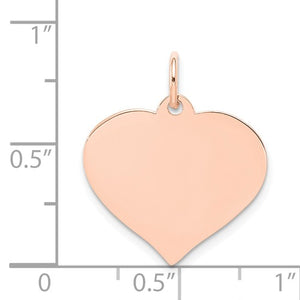 14k Rose Gold 19mm Heart Disc Pendant Charm Personalized Monogram Engraved