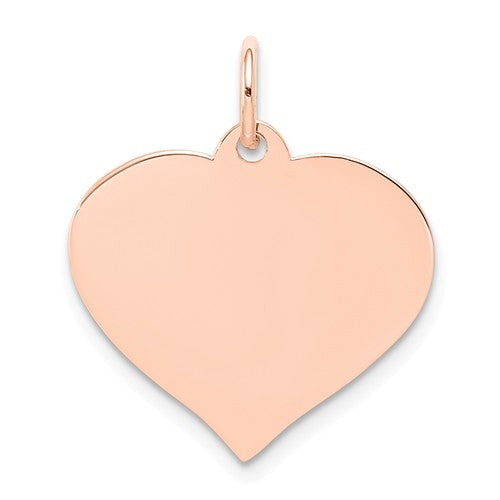 14k rose gold 19mm heart disc pendant charm personalized monogram engraved