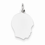 Load image into Gallery viewer, 14k White Gold 13mm Boy Head Facing Right Disc Pendant Charm Engraved Personalized - BringJoyCollection
